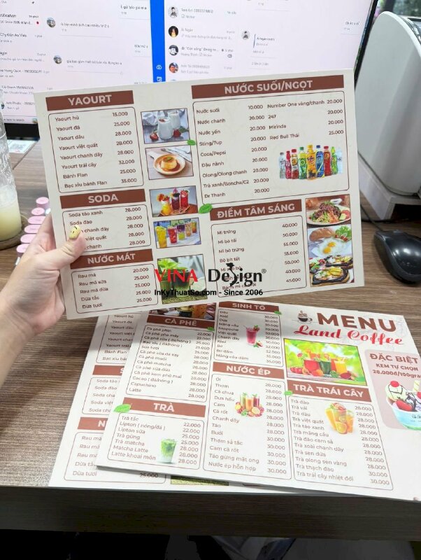 In tấm Menu quán cà phê dạng cầm tay khổ A4 từ Formex - INKTS3746