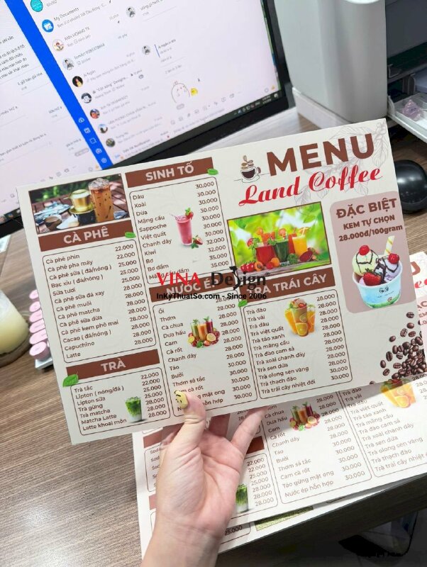 In tấm Menu quán cà phê dạng cầm tay khổ A4 từ Formex - INKTS3746