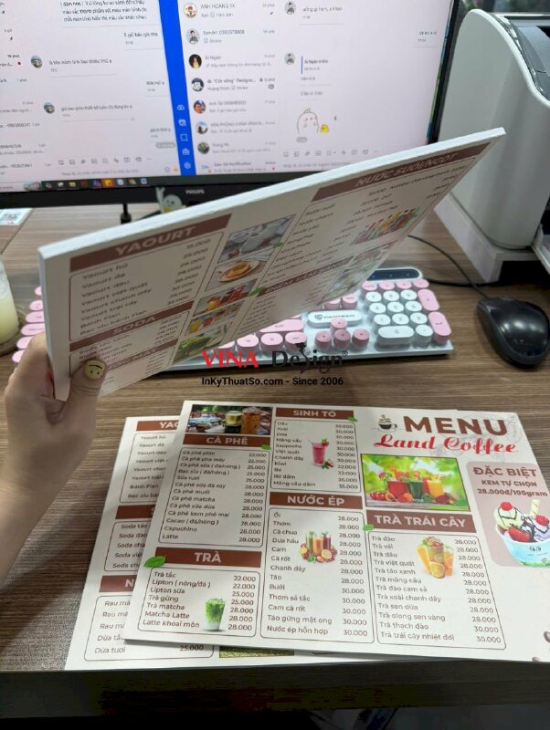 In tấm Menu quán cà phê dạng cầm tay khổ A4 từ Formex - INKTS3746