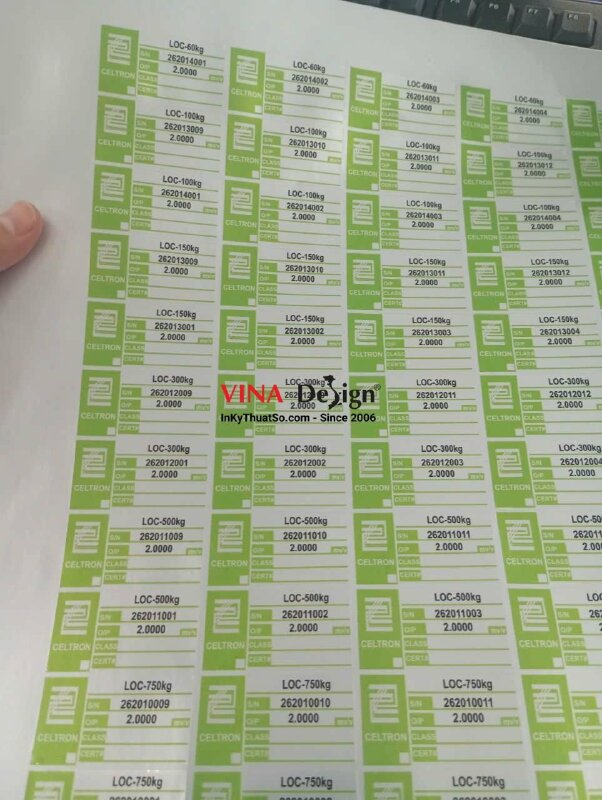 In tem bạc thông số dán loadcell cảm biến lực/cân điện tử - INKTS3710