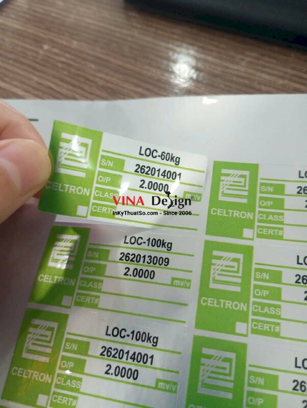 In tem bạc thông số dán loadcell cảm biến lực/cân điện tử - INKTS3710