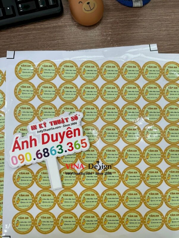 In tem dán chai sữa đậu xanh, tem Decal chống nước dán chai nhựa - INKTS586