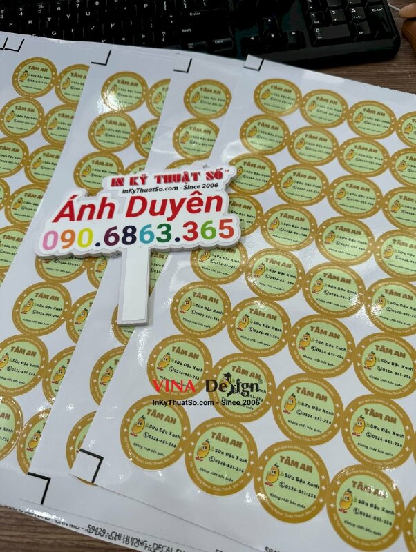 In tem dán chai sữa đậu xanh, tem Decal chống nước dán chai nhựa - INKTS586
