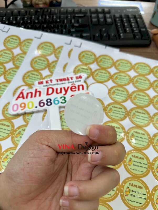 In tem dán chai sữa đậu xanh, tem Decal chống nước dán chai nhựa - INKTS586
