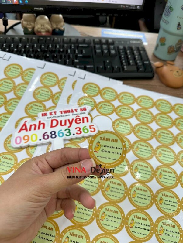 In tem dán chai sữa đậu xanh, tem Decal chống nước dán chai nhựa - INKTS586