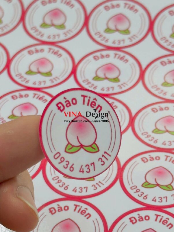 In tem dán hũ sữa chua, tem tròn đường kính 3cm in Decal sữa mực dầu cán bóng - INKTS3760