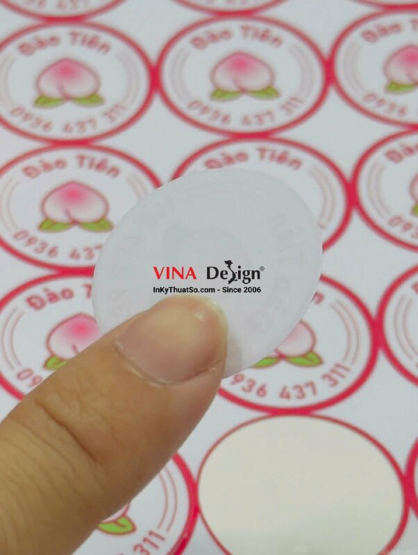 In tem dán hũ sữa chua, tem tròn đường kính 3cm in Decal sữa mực dầu cán bóng - INKTS3760