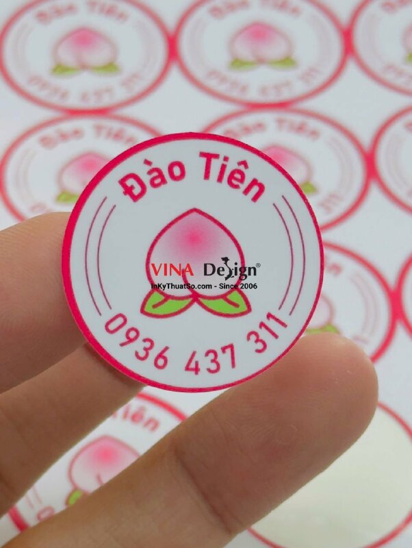 In tem dán hũ sữa chua, tem tròn đường kính 3cm in Decal sữa mực dầu cán bóng - INKTS3760