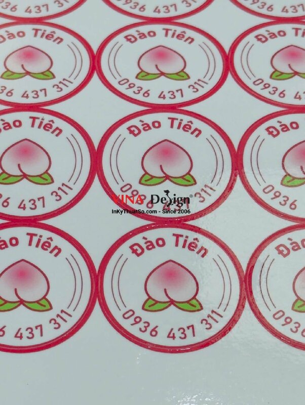 In tem dán hũ sữa chua, tem tròn đường kính 3cm in Decal sữa mực dầu cán bóng - INKTS3760