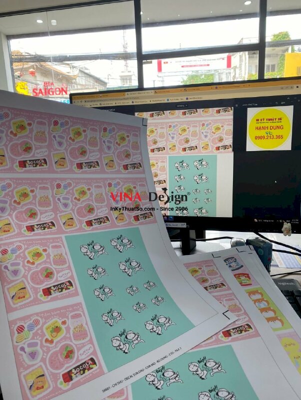 In tem Decal sữa mực dầu, cán mờ, kim sa bế thành phẩm - INKTS337