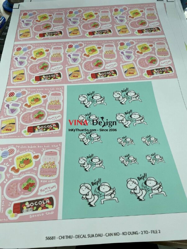 In tem Decal sữa mực dầu, cán mờ, kim sa bế thành phẩm - INKTS337