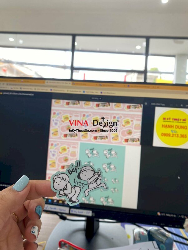 In tem Decal sữa mực dầu, cán mờ, kim sa bế thành phẩm - INKTS337
