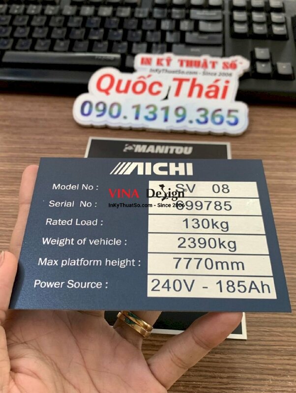 In tem nhãn mác kim loại gắn máy móc thiết bị - INKTS999