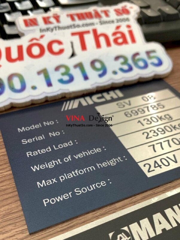 In tem nhãn mác kim loại gắn máy móc thiết bị - INKTS999