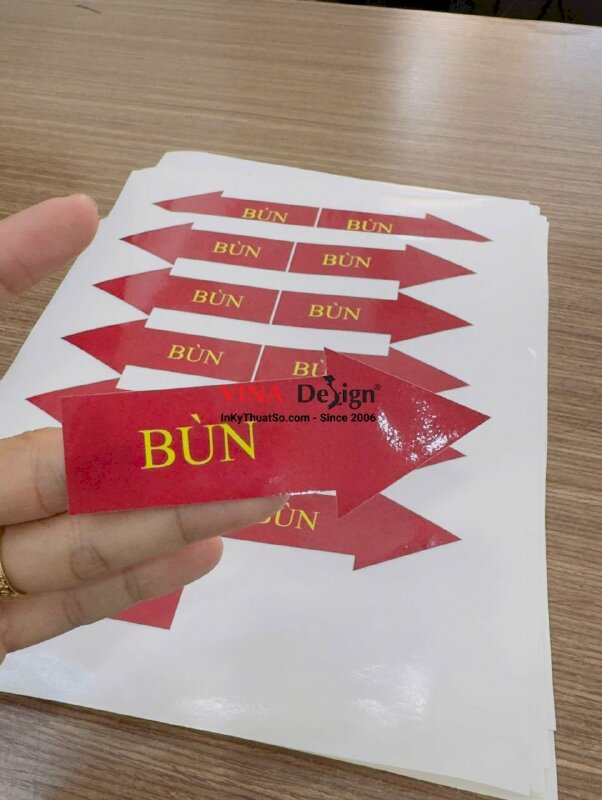 In tem nhãn sticker mũi tên chỉ dẫn Khí Bùn Nước Thải, decal sữa mực dầu cán bóng - INKTS3707