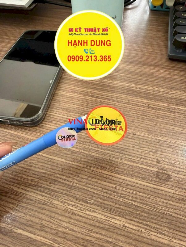 In tem xi vàng hình tròn, đường kính 3cm cho sự kiện hội chợ Festival lễ hội màu sắc - INKTS3732