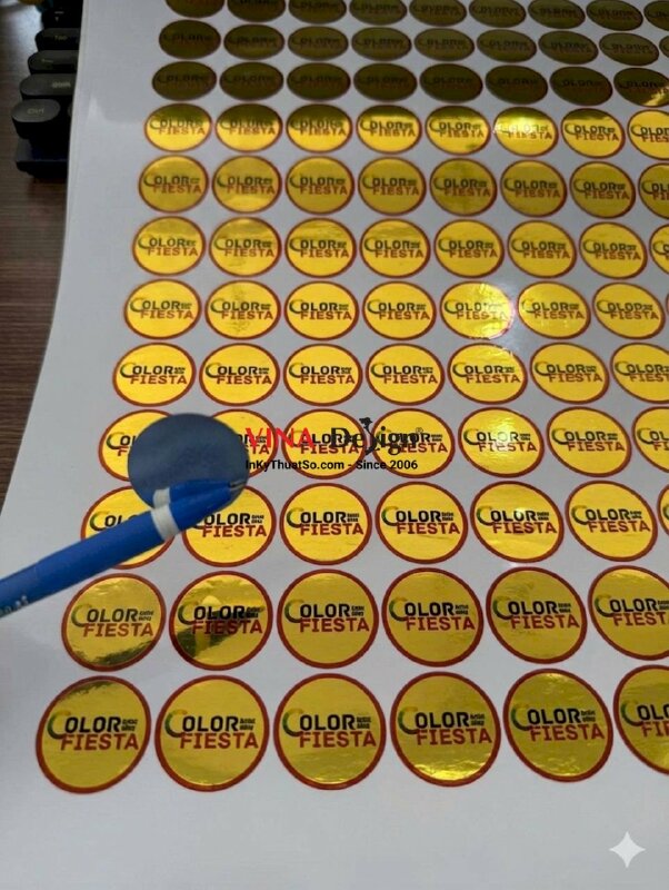 In tem xi vàng hình tròn, đường kính 3cm cho sự kiện hội chợ Festival lễ hội màu sắc - INKTS3732