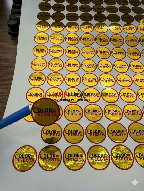 In tem xi vàng hình tròn, đường kính 3cm cho sự kiện hội chợ Festival lễ hội màu sắc - INKTS3732