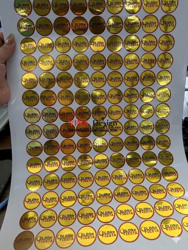 In tem xi vàng hình tròn, đường kính 3cm cho sự kiện hội chợ Festival lễ hội màu sắc - INKTS3732