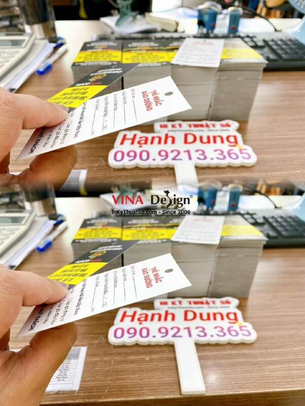 In thẻ nhắc bảo dưỡng ô tô, tem nhắc thay nhớt, phiếu nhắc thay dầu ô tô - INKTS677