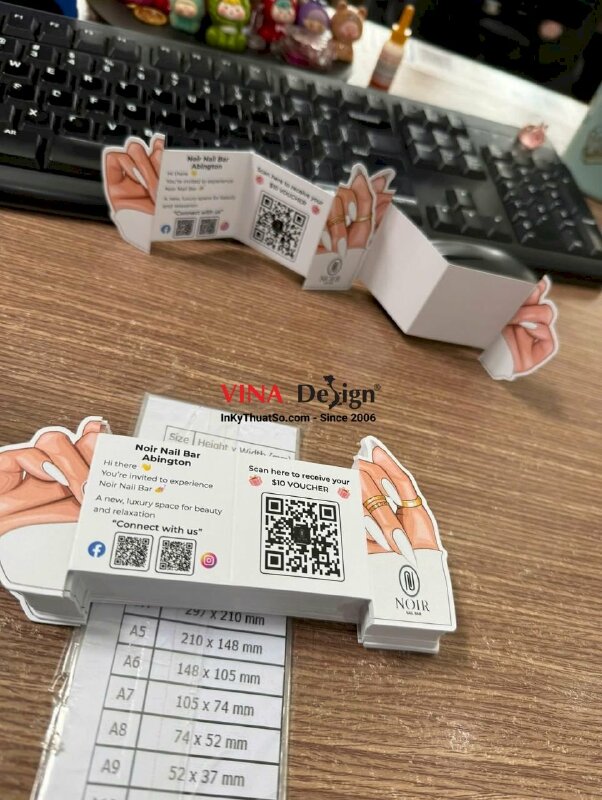 In tờ rơi quảng cáo kẹp lên kính xe hơi, tờ rơi tag gấp chủ đề Nail Spa, hàng gửi đi Mỹ - INKTS3777