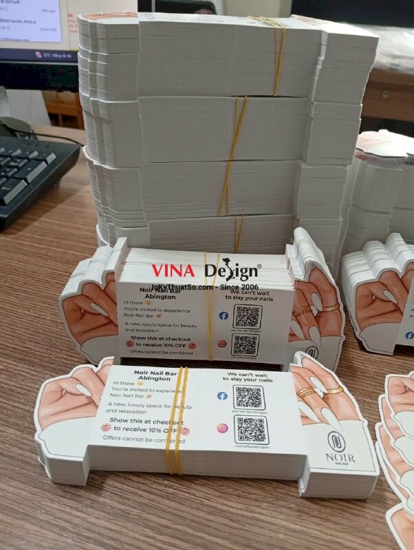 In tờ rơi quảng cáo kẹp lên kính xe hơi, tờ rơi tag gấp chủ đề Nail Spa, hàng gửi đi Mỹ - INKTS3777