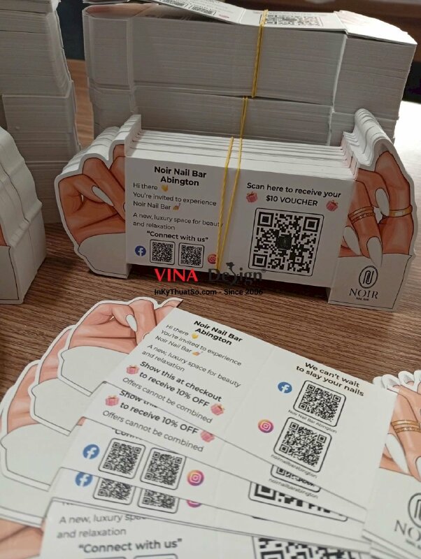 In tờ rơi quảng cáo kẹp lên kính xe hơi, tờ rơi tag gấp chủ đề Nail Spa, hàng gửi đi Mỹ - INKTS3777