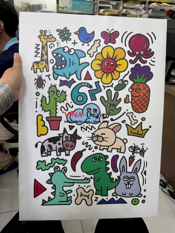 In tranh Doodle Art, in vải Canvas mực dầu bóng, đóng khung không viền - INKTS3714