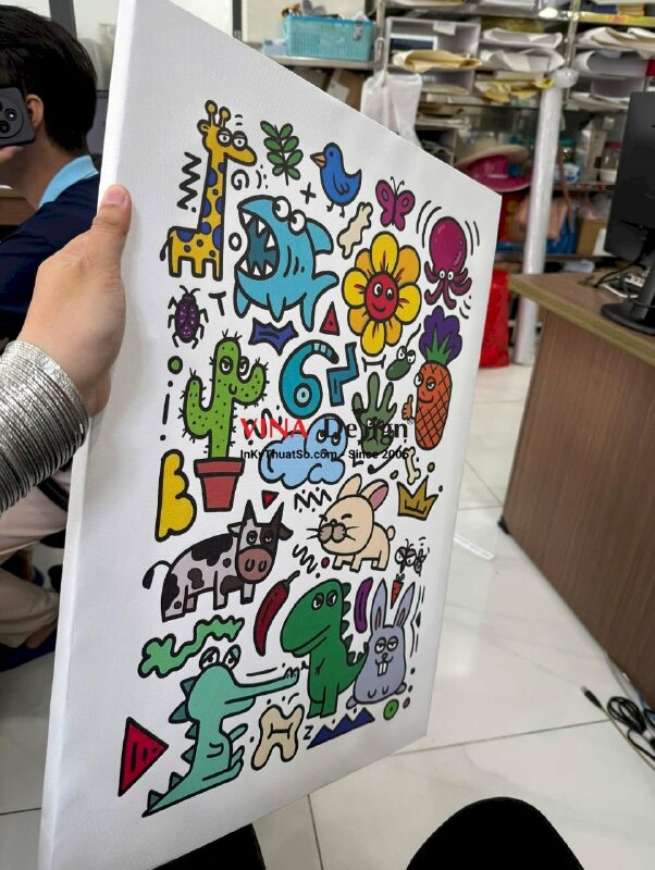 In tranh Doodle Art, in vải Canvas mực dầu bóng, đóng khung không viền - INKTS3714