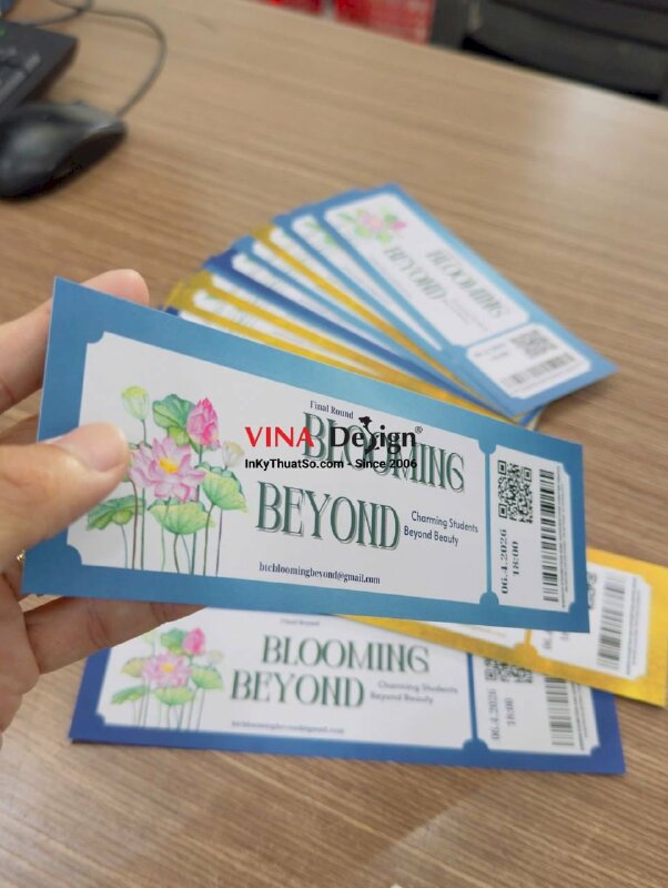 In vé vào cổng, vé check-in sự kiện cuộc thi sắc đẹp sinh viên, có nhận in test mẫu - INKTS3728