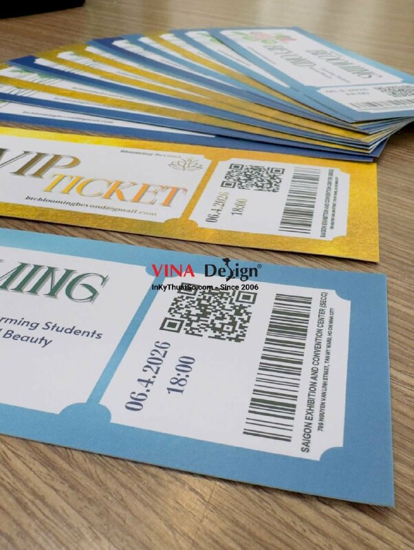 In vé vào cổng, vé check-in sự kiện cuộc thi sắc đẹp sinh viên, có nhận in test mẫu - INKTS3728
