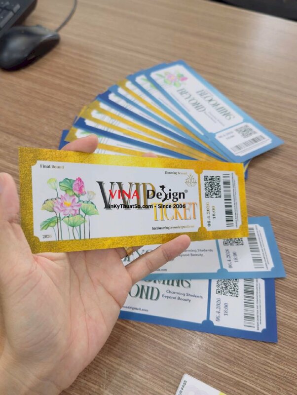 In vé vào cổng, vé check-in sự kiện cuộc thi sắc đẹp sinh viên, có nhận in test mẫu - INKTS3728