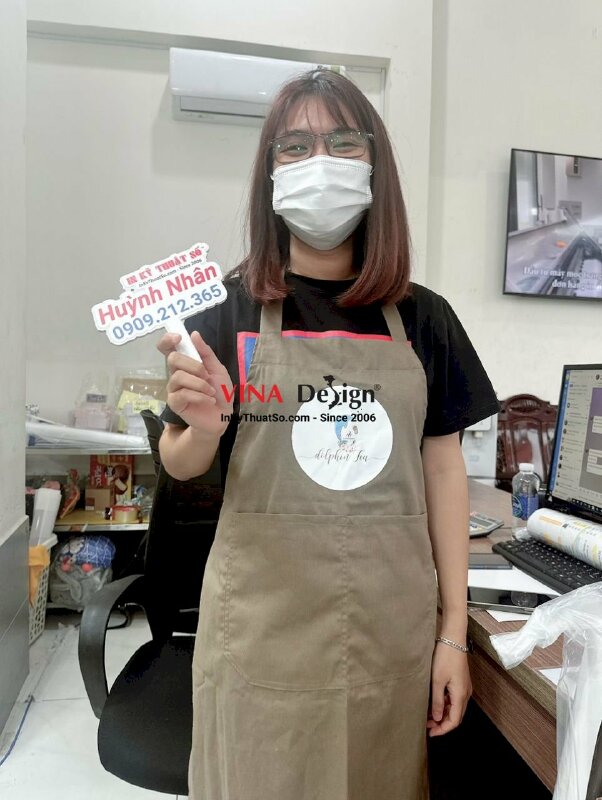 Tạp dề in logo, in áo Decal PU chuyển nhiệt lấy liền, cắt bế hoàn chỉnh kèm Decal định hình - INKTS775