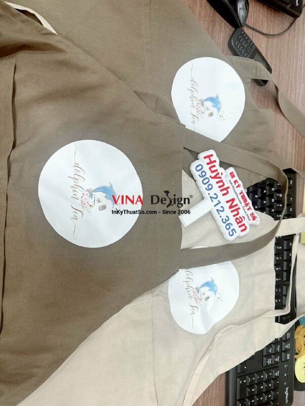Tạp dề in logo, in áo Decal PU chuyển nhiệt lấy liền, cắt bế hoàn chỉnh kèm Decal định hình - INKTS775