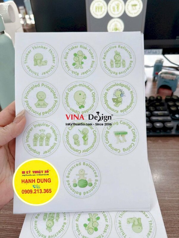 Tem dán quà tặng Khách hàng, tem tròn decal sữa bế từng tem nhỏ, giao tờ A5 - INKTS3733
