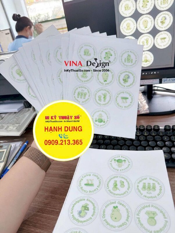 Tem dán quà tặng Khách hàng, tem tròn decal sữa bế từng tem nhỏ, giao tờ A5 - INKTS3733