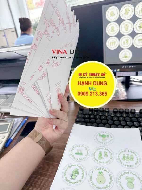 Tem dán quà tặng Khách hàng, tem tròn decal sữa bế từng tem nhỏ, giao tờ A5 - INKTS3733