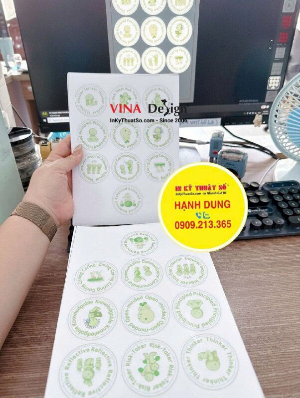 Tem dán quà tặng Khách hàng, tem tròn decal sữa bế từng tem nhỏ, giao tờ A5 - INKTS3733