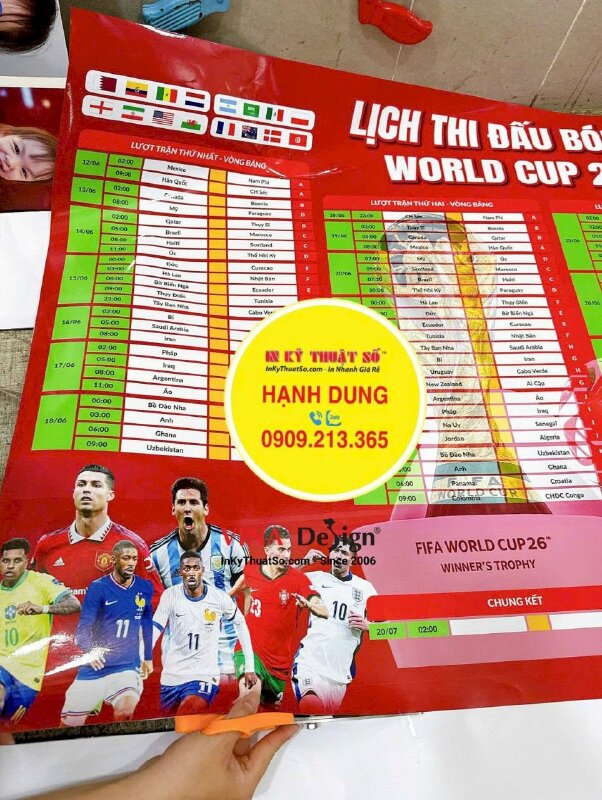 Thiết kế & in lịch thi đấu World Cup dán tường, in Decal sữa cán bóng - INKTS3766