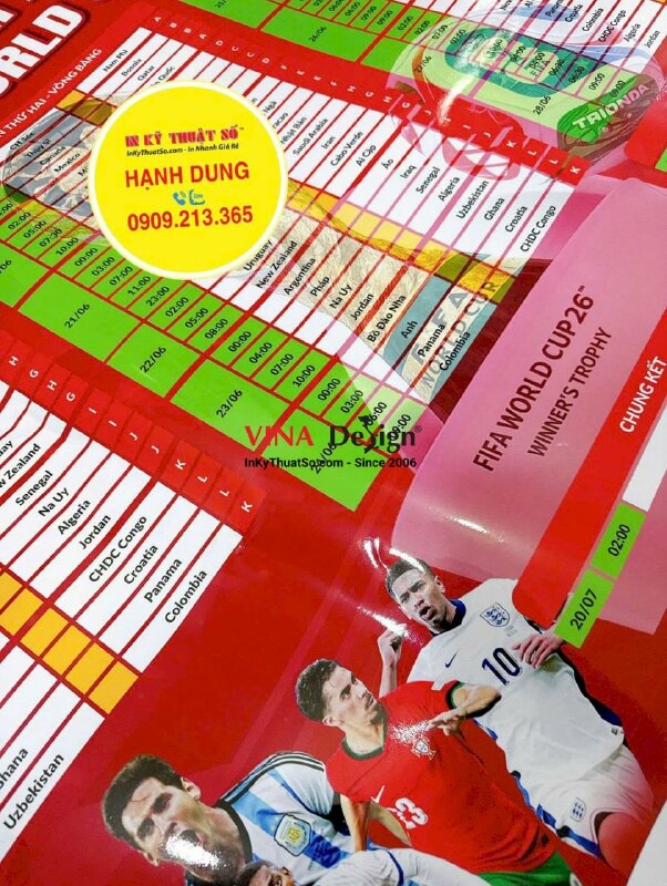 Thiết kế & in lịch thi đấu World Cup dán tường, in Decal sữa cán bóng - INKTS3766