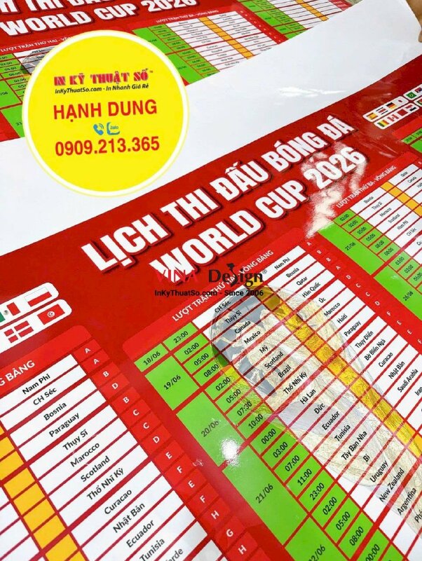 Thiết kế & in lịch thi đấu World Cup dán tường, in Decal sữa cán bóng - INKTS3766