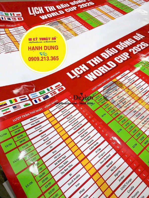 Thiết kế & in lịch thi đấu World Cup dán tường, in Decal sữa cán bóng - INKTS3766