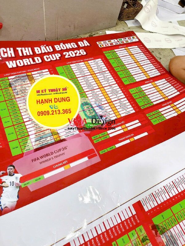 Thiết kế & in lịch thi đấu World Cup dán tường, in Decal sữa cán bóng - INKTS3766