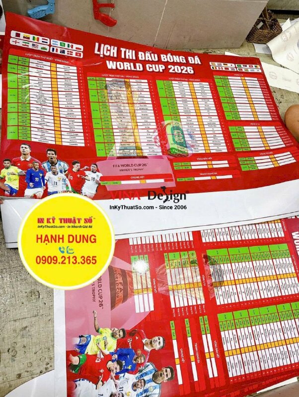 Thiết kế & in lịch thi đấu World Cup dán tường, in Decal sữa cán bóng - INKTS3766
