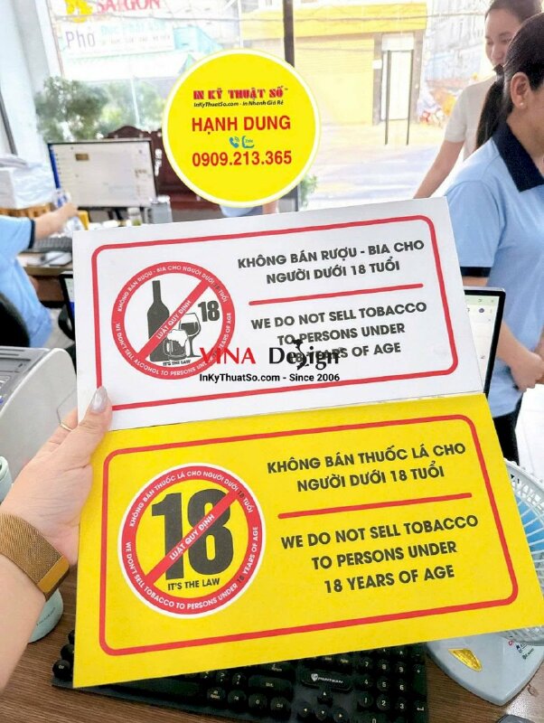 In bảng formex Tiêu lệnh PCCC, Cấm bán thuốc lá, rượu bia cho cửa hàng Tạp Hóa - INKTS3783