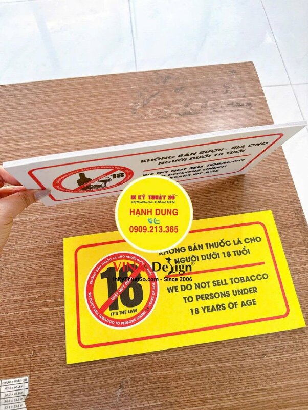 In bảng formex Tiêu lệnh PCCC, Cấm bán thuốc lá, rượu bia cho cửa hàng Tạp Hóa - INKTS3783