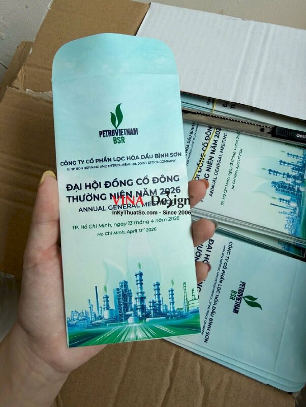 In bao thư đựng thiệp mời (style bao lì xì) sự kiện Đại hội đồng cổ đông thường niên công ty lọc hóa dầu - INKTS3789