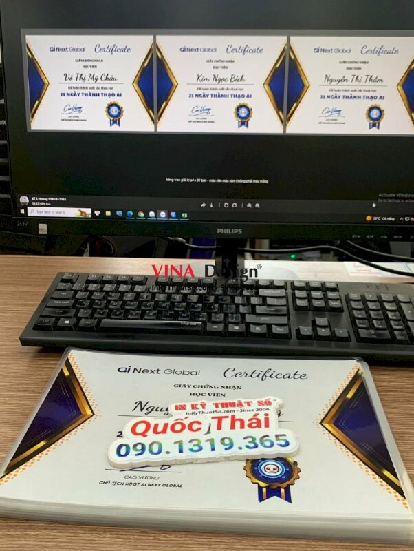 In giấy chứng nhận hoàn thành khóa học, in Certificate cho học viên trung tâm đào tạo - INKTS1185