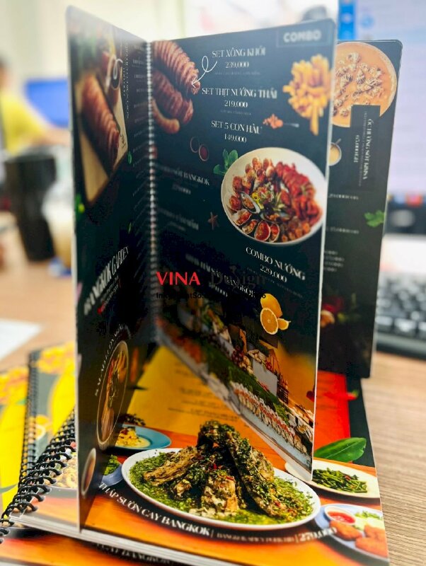 In menu nhà hàng Thái Lan, in thực đơn nhựa chống thấm, chống trầy xước cong vênh - INKTS842