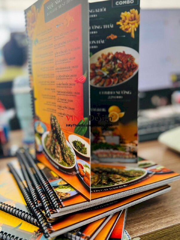 In menu nhà hàng Thái Lan, in thực đơn nhựa chống thấm, chống trầy xước cong vênh - INKTS842